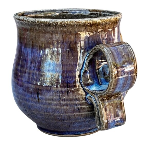 Handcrafted Thrown Ceramic Mug Whimsical Face with Cigar Stamped UR on bottom - Picture 9 of 16